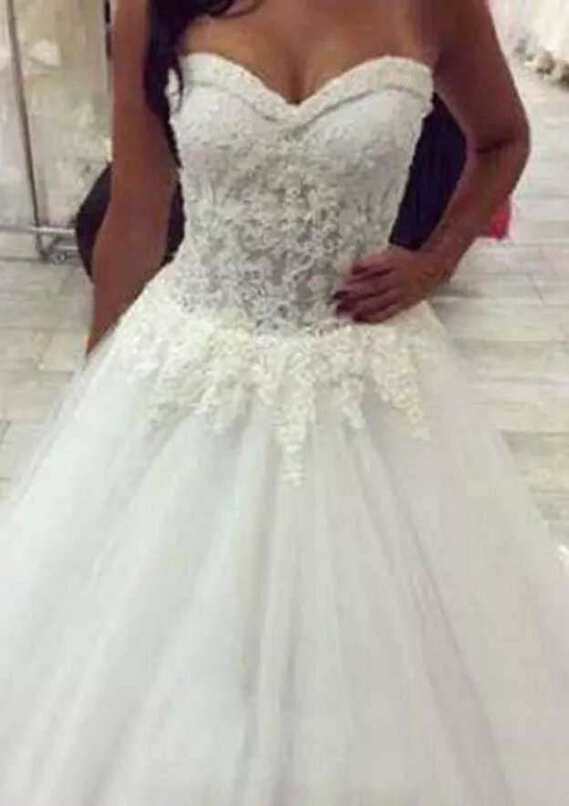 High Neck Long Sleeves Appliqued Lace A-Line Court Train Wedding Dress