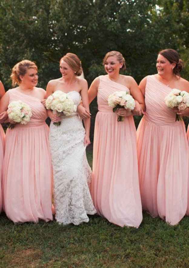 One-Shoulder Bridesmaid Dress Chiffon A-Line/Princess Long With Pleated - Bridesmaid  Dresses - Stacees