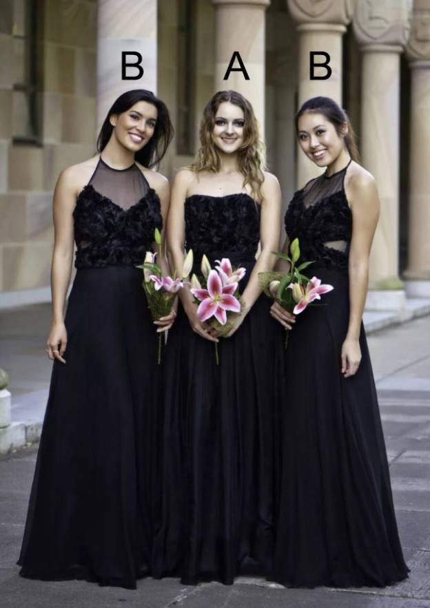 A-Line/Princess Halter Neck Long Sleeves Floor-Length Bridesmaid Dresses with Ruffles