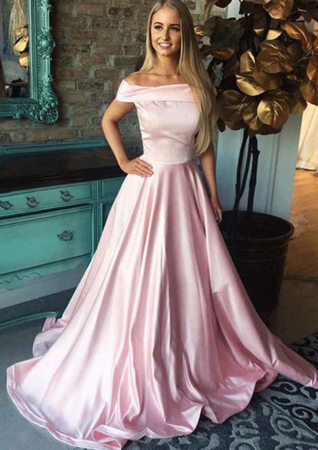 Charming Off the Shoulder Sleeveless Long Prom Dress With Pleated