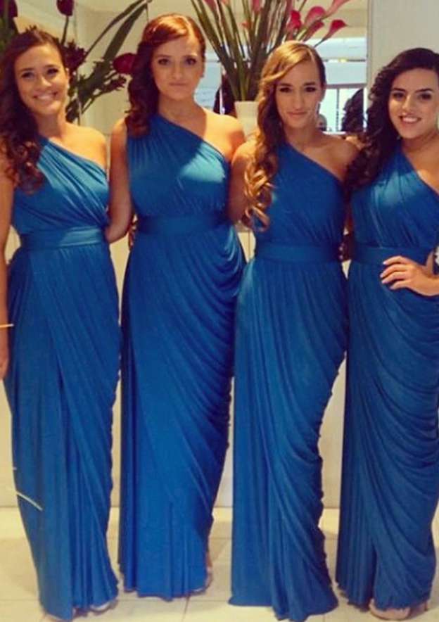A-Line/Princess Off-the-Shoulder Floor-Length Bridesmaid Dresses With Bowknot Sash main image 1