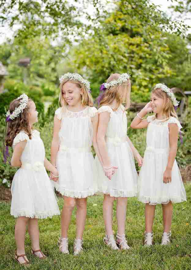 Nautinati Girls Organza Satin Floral Print Knee Length Party Dress