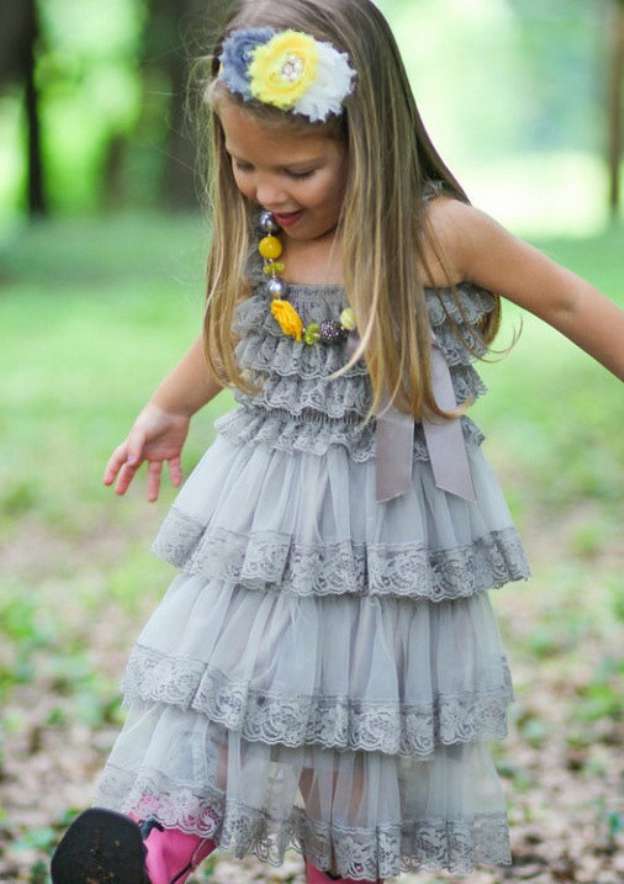 Flower Girls Dress Formal with Roses A-line Tulle Princess Gown for Wedding Kids Guest Dress