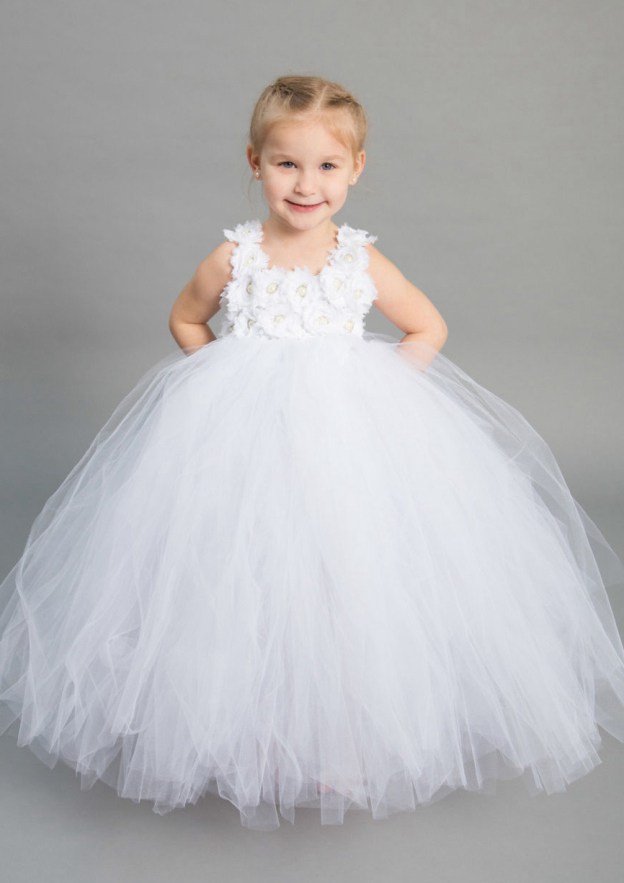 Elegant A-Line Princess Sleeveless Tulle Flower Girl Dress