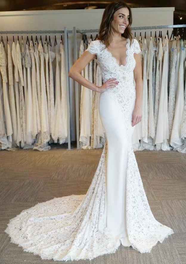 Sleeveless Scalloped Neck Trumpet/Mermaid Court Train Lace Wedding Dress - Wedding Dresses - Stacees Sleeveless Scalloped Neck Trumpet/Mermaid Court Train Lace Wedding Dress - Wedding Dresses - Stacees