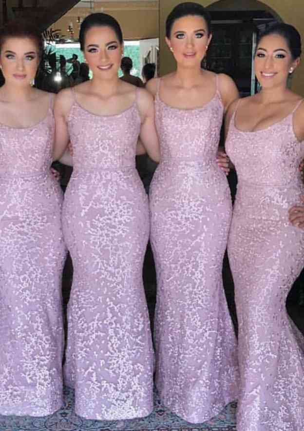 Yellow Sheath Scoop Neck Floor-Length Bridesmaid Dresses With Split, PB183