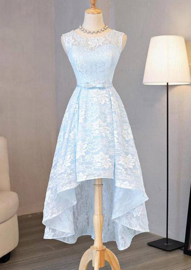 A-Line Boat Neck Pleated Beaded Bow Knot Prom Dress WU1429