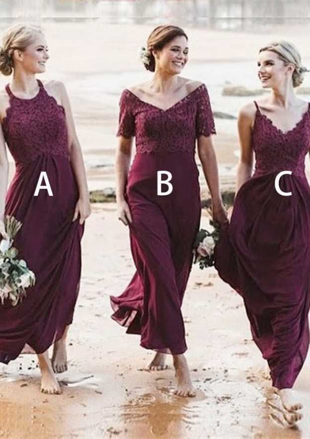 A-Line/Princess Ankle-Length Sleeveless Bridesmaid Dresses With Ruffles