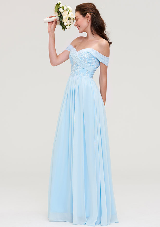 A-Line/Princess Off-the-Shoulder Square Floor-Length Plus Size Bridesmaid Dresses
