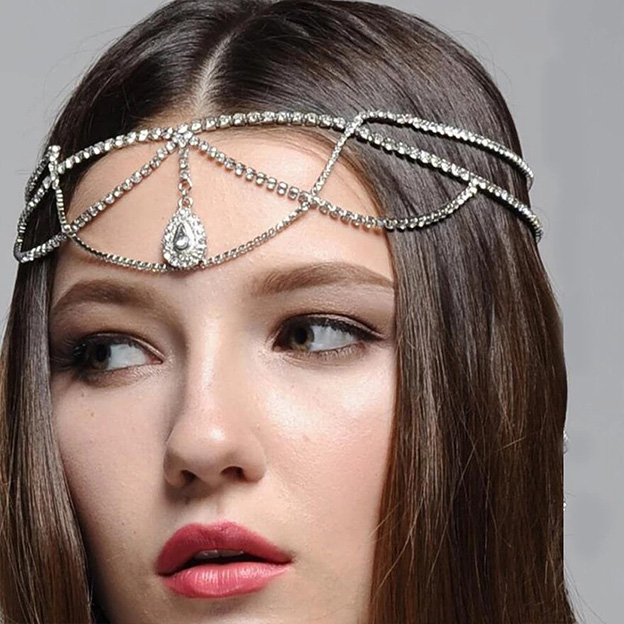 Alloy Rhinestone Forehead Jewelry With Czech Stones Headpieces