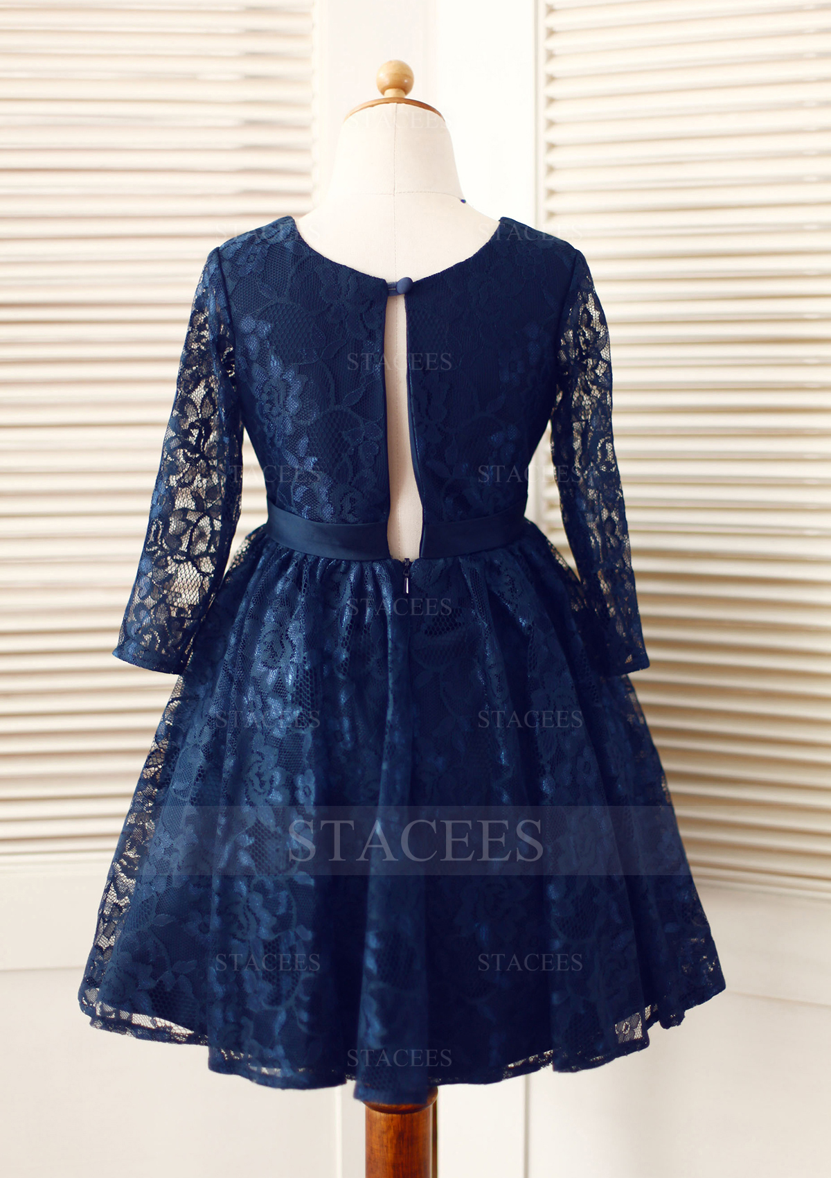 chinese dress ladies Navy Lace Dress with 3/4 Sleeves