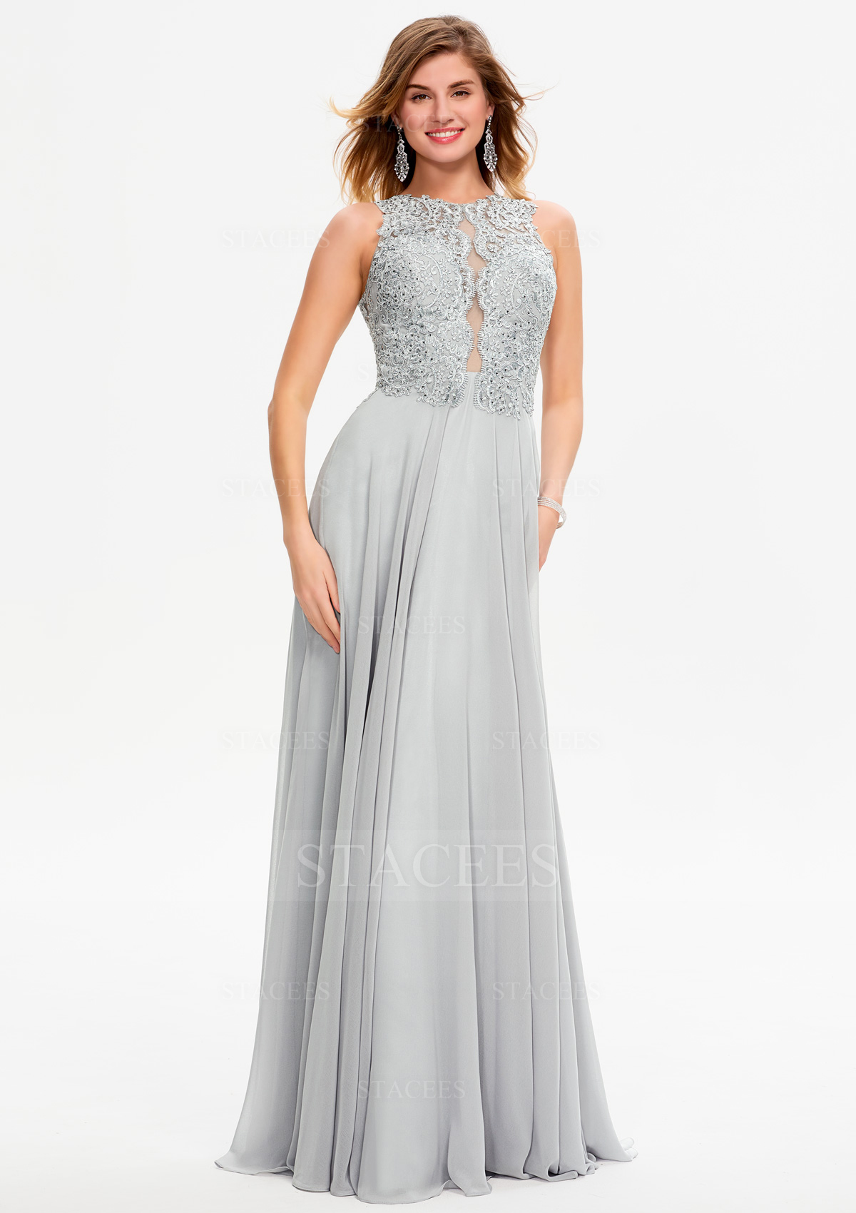 slim fit dress slacks Off Shoulder Dark Grey Tulle Appliques Long Evening Prom Dresses, A-line  Custom Prom Dress, MR8252 main image 0