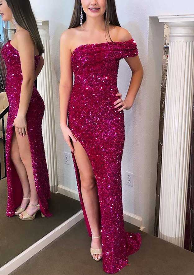 Trumpet/Mermaid One-Shoulder Long Dresses With Sequins main image 0