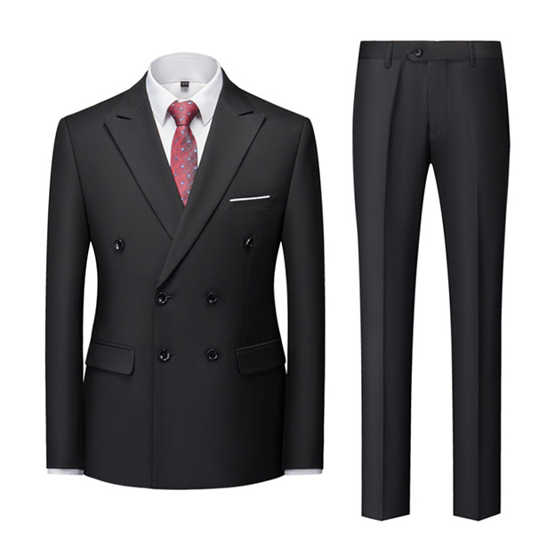 Peak Lapel Double-breasted 2 Piece Men's Wedding Suit 