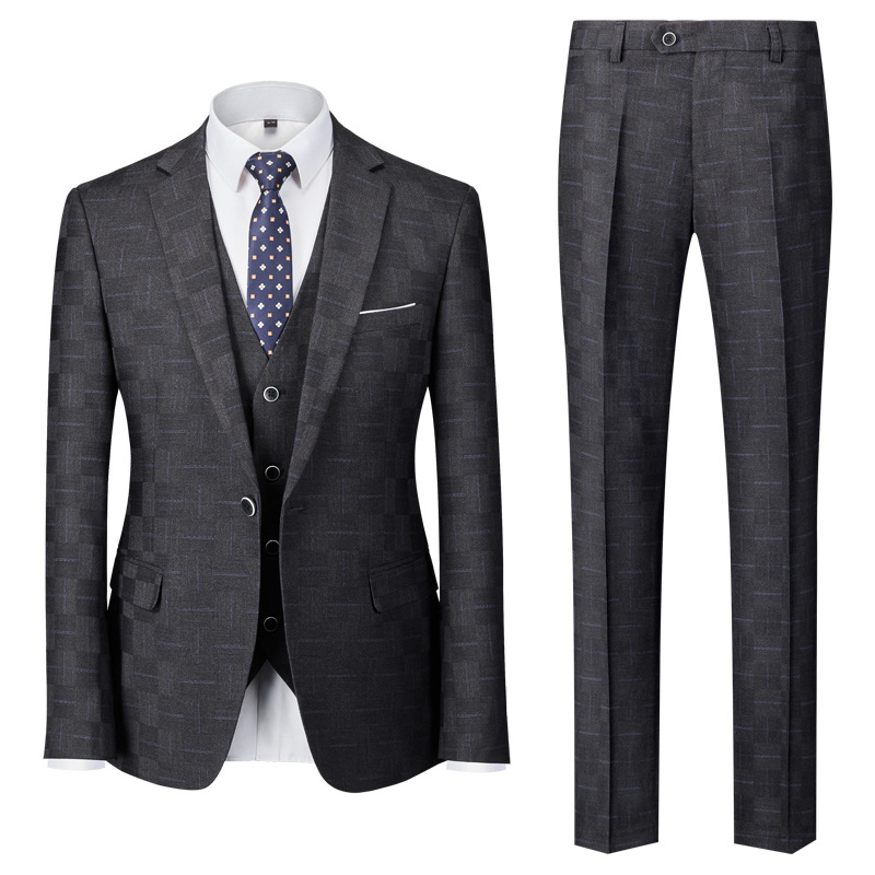 Notch Lapel Single Breasted 3 Piece Men's Wedding Suit