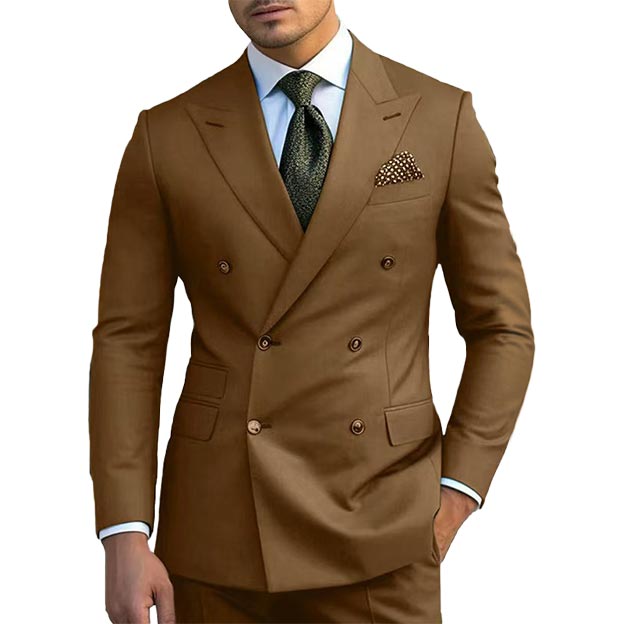 Peak Lapel Double-breasted 2 Piece Men's Wedding Suit 