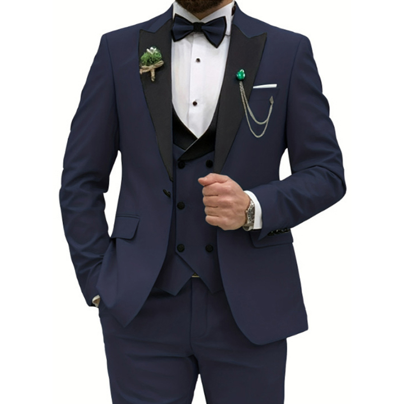 Peak Lapel 3 Piece Single Breasted Men's Wedding Suit