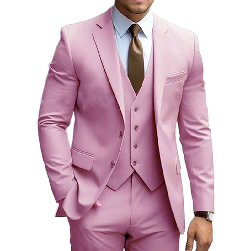 Notch Lapel 3 Piece Single Breasted Men's Wedding Suit