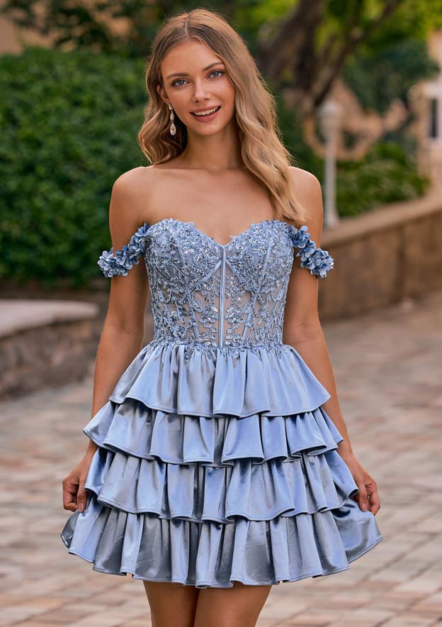 A-line Sweetheart Strapless Leopard-Print Tiered Ruffle