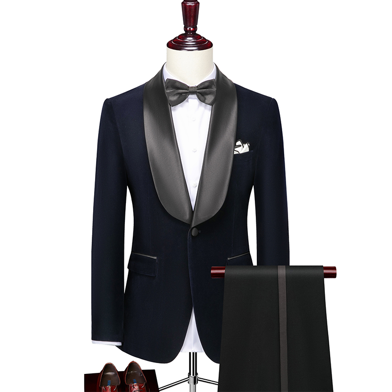 Revers châle simple boutonnage 2 pièces costume homme pour mariage