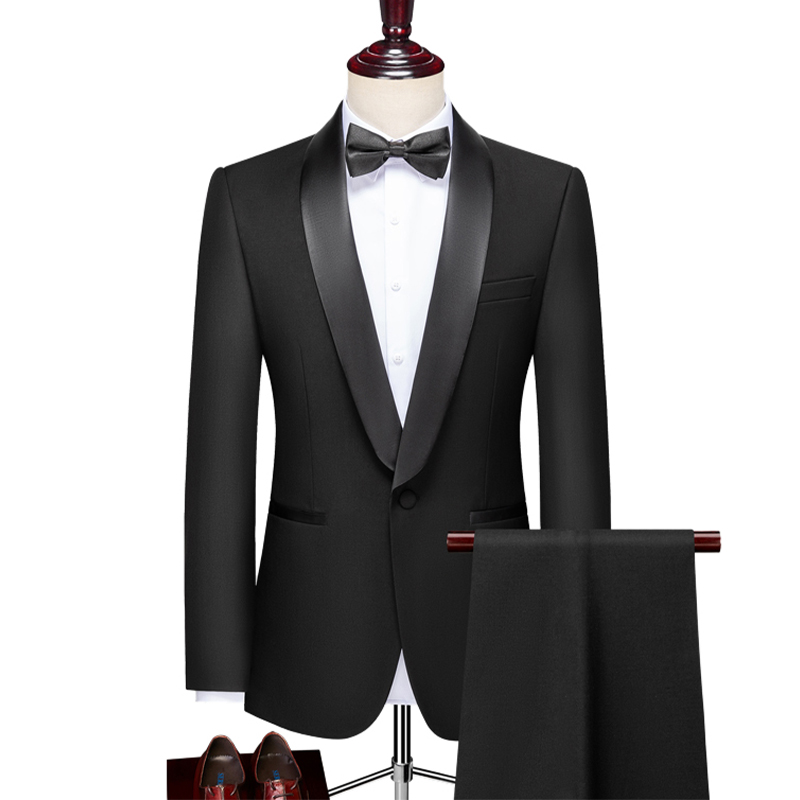 Revers châle simple boutonnage 2 pièces costume homme pour mariage