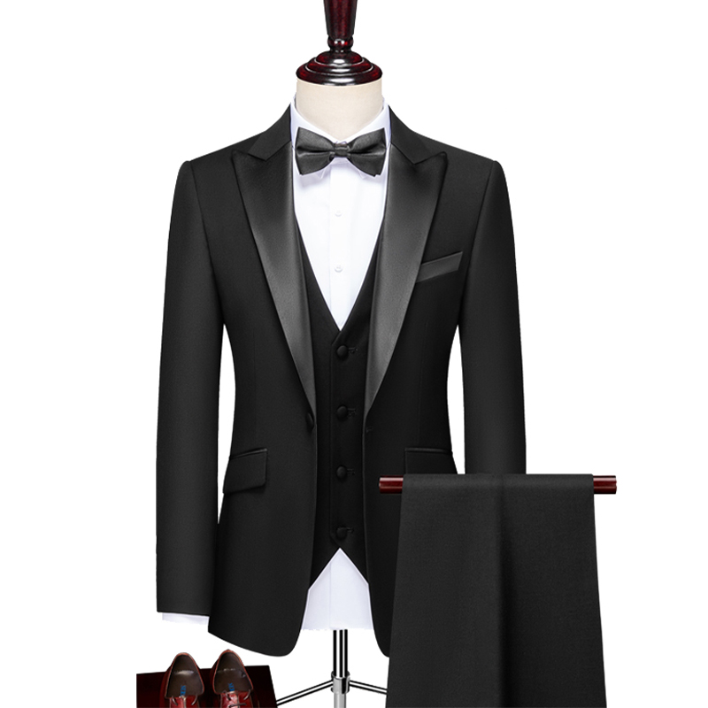 Peak Lapel 3 Piece Single Breasted Men's Wedding Suit 