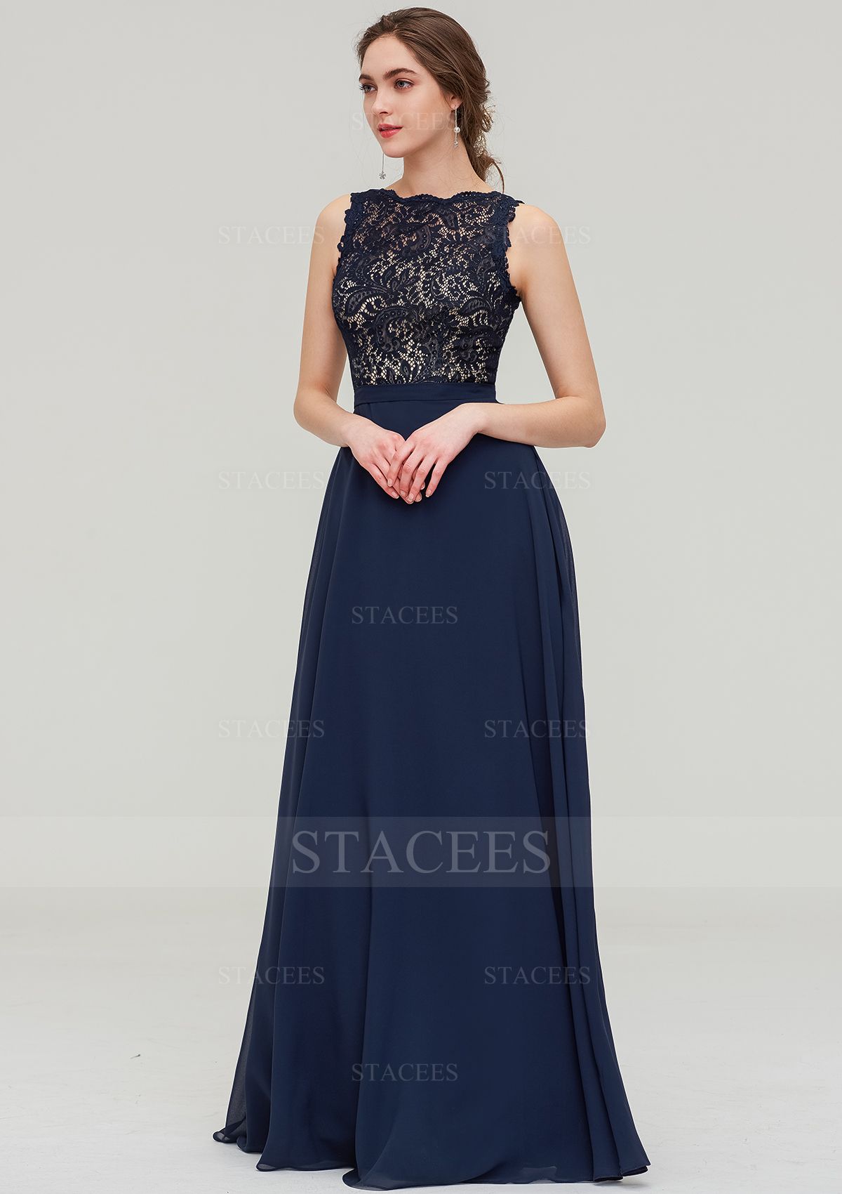 Chiffon Bridesmaid Dress A-line/Princess Bateau Sleeveless Long/Floor-Length With Sashes Lace