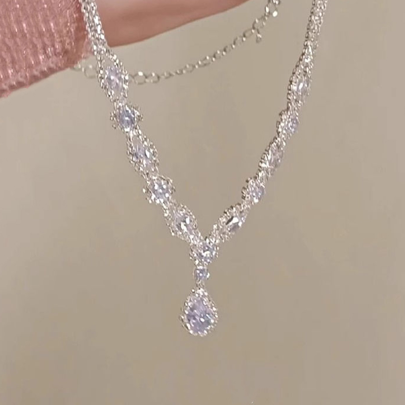 Exquisite Unique Female Silver Necklace