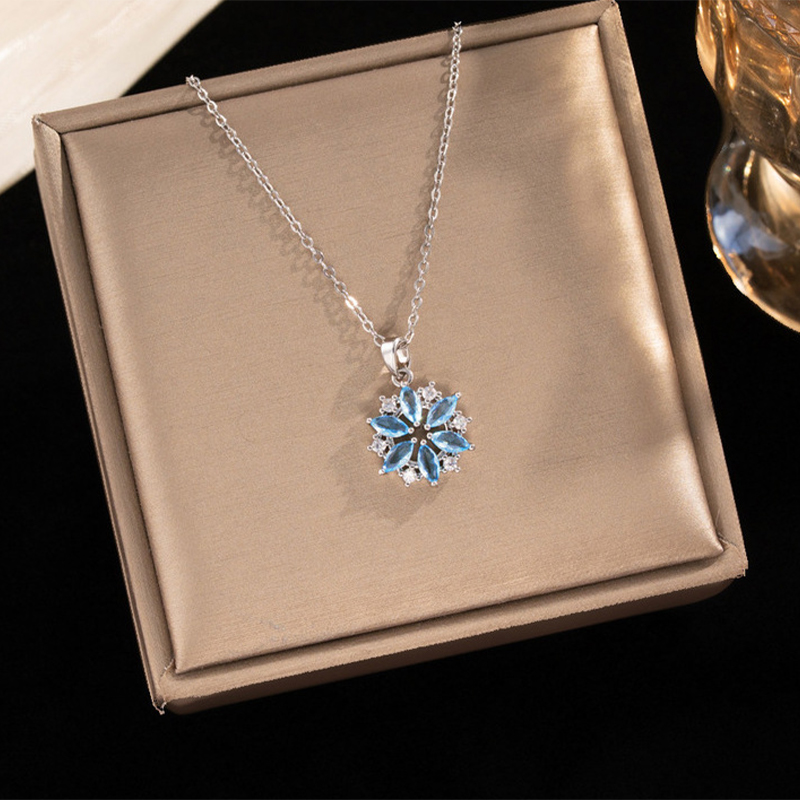 Elegant Gorgeous Sky Blue Alloy Necklace with Cubic Zirconia