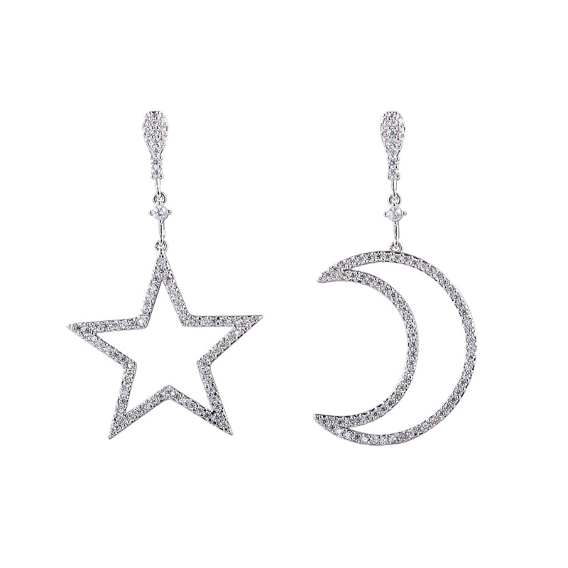 Luxurious Romantic Female Copper Earrings with Cubic Zirconia