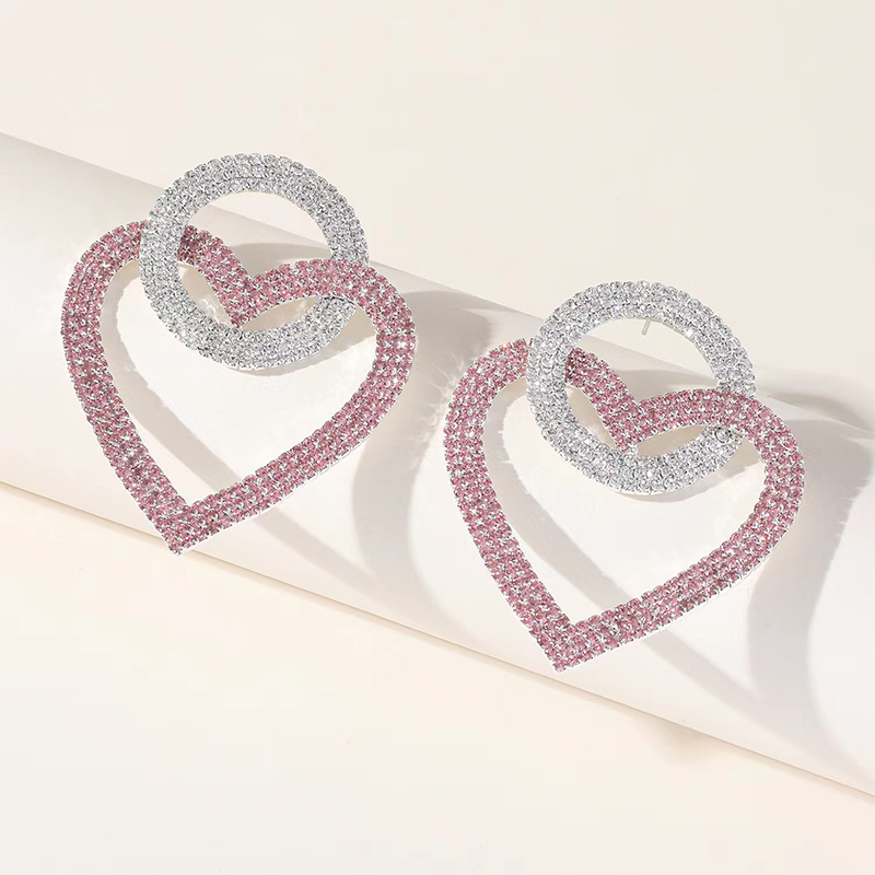 Sweet Romantic Girls' Alloy Heart Earrings with Rhinestone 