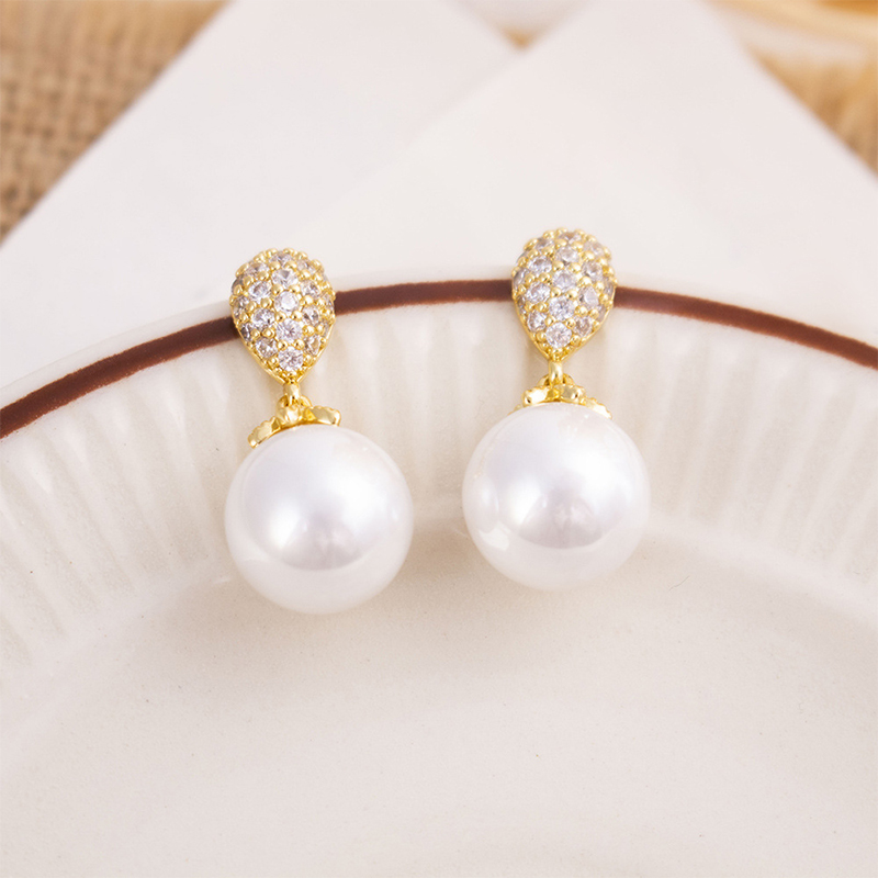 Exquisite Unique Ladies' Alloy Earrings with Cubic Zirconia Imitation Pearls