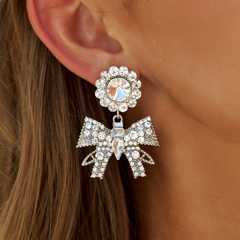 Elegant Sparking Ladies' Alloy Earrings with Rhinestone