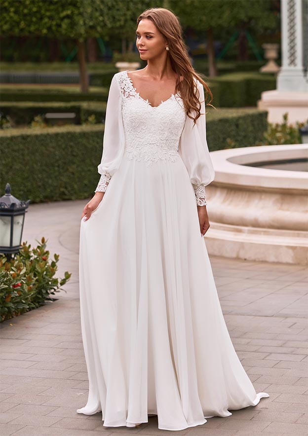 sachin and babi light blue dress Boho Wedding Modest Wedding Dresses Online Boho Wedding Dress,Long Sleeves Wedding  Dresses,Outdoor Wedding Dress, main image 0
