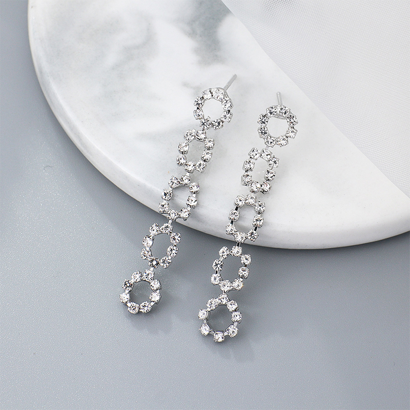 Exquisite Luxurious Shining Female Copper Earrings with Cubic Zirconia