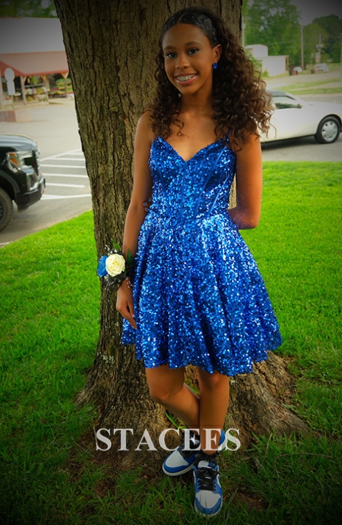royal blue homecoming dress macys Royal Blue Sequin Homecoming Dresses Tight Bodycon Cocktail Dress SD15 –  Viniodress main image 1